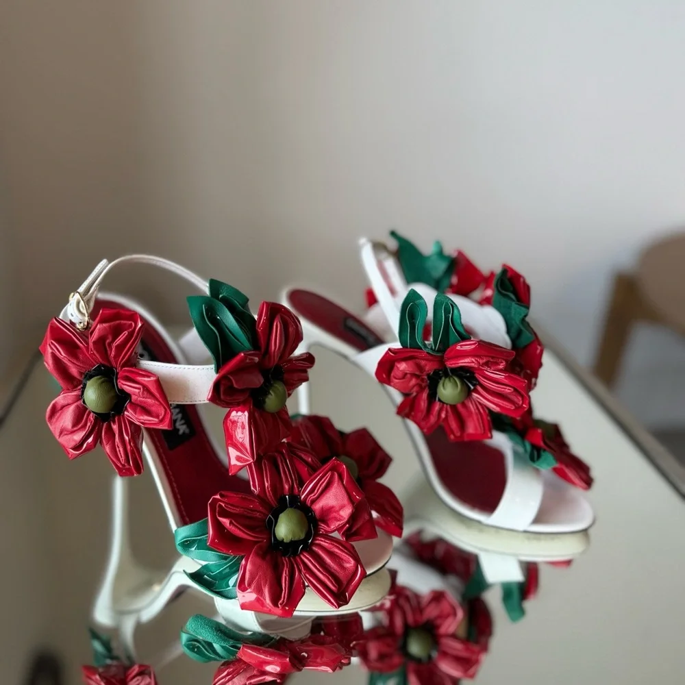 Like new DOLCE & GABBANA Floral Detail High-Heel Sandals $2,495 38.5 - Picture 8 of 14